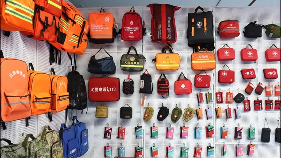 Mochila leve para instituições governamentais, corda de segurança de resposta a emergências, kit de sobrevivência, logotipo personalizado, caixa de primeiros socorros médicos