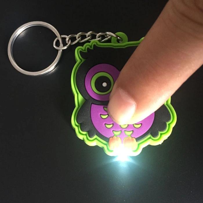 Custom Cheap Gift Soft PVC LED Keychain Light up