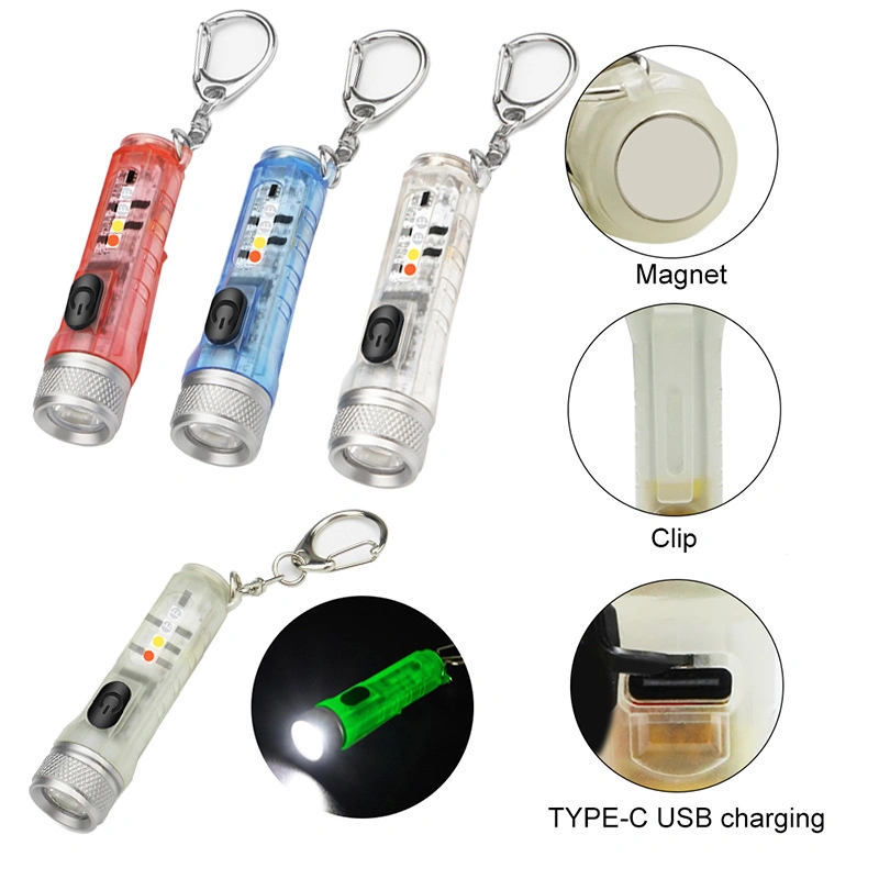 USB Rechargeable Keychain Flashlight Mini Small Portable Light