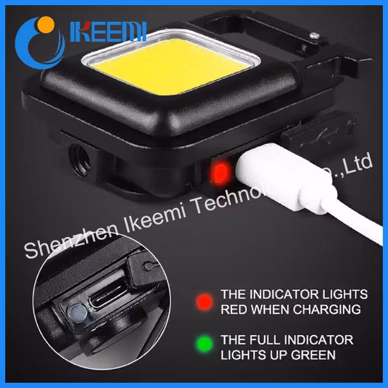 Mini lanterna magnética de alumínio com luz de trabalho de bolso COB e abridor de garrafas