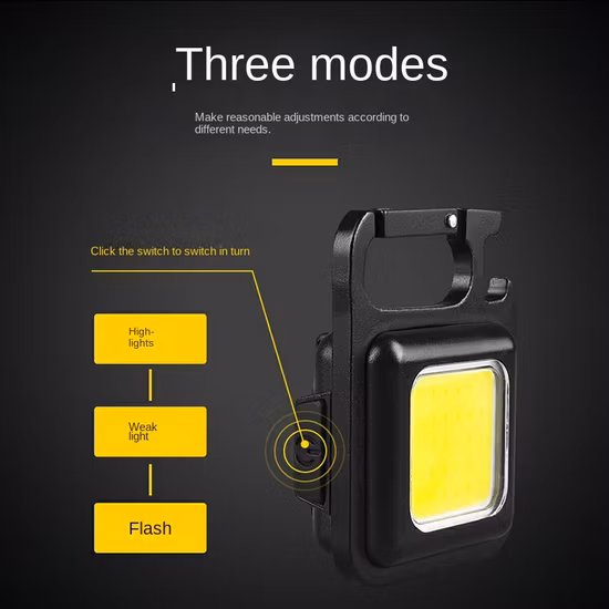 Mini tocha recarregável COB portátil de alta potência LED chaveiro lâmpada ceia luz de acampamento brilhante