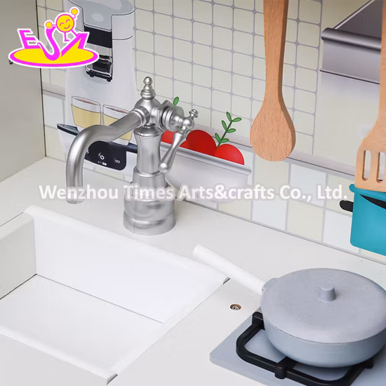 Nova chegada fingir jogar madeira branca grande brinquedo cozinha para crianças 10% de desconto w10c409